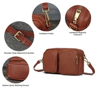 Sac à bandoulière en cuir véritable pour femme, style vintage, en cuir de vachette pleine fleur tanné végétal, avec fermeture éclair et sangle unique, multiples compartiments