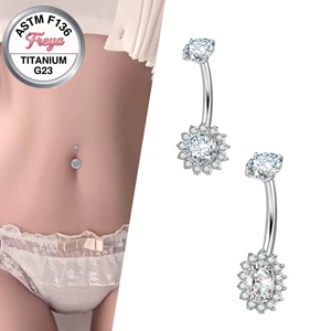 Piercing de nombril en titane hypoallergénique 14G avec étoile en zircon, bijoux en gros - Product Image 5