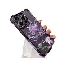 Coque de téléphone transparente en acrylique avec fleurs électro-plaquées de luxe pour iPhone 17/16/15/14/13/12/11 Pro, protection renforcée aux quatre coins