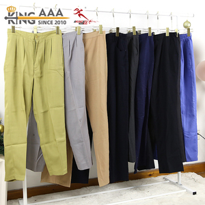 กางเกงขายส่งทรงตรงลำลองสำหรับผู้หญิง กางเกงขากว้างหลวมๆ เสื้อผ้า<span class=keywords><strong>มือ</strong></span><span class=keywords><strong>สอง</strong></span> กางเกง<span class=keywords><strong>สูท</strong></span>สไตล์ทรอปิคอลสำหรับผู้หญิง - Product Image 1