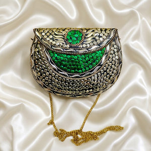Bolso de noche de Metal mosaico multicolor de diseñador hecho a mano, bolso de mano, accesorio de boda exclusivo para damas - Product Image 1