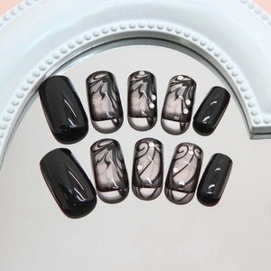 Haute qualité noir <span class=keywords><strong>court</strong></span> couverture complète presse sur ongles fête porter <span class=keywords><strong>Nail</strong></span> <span class=keywords><strong>Art</strong></span> avec strass ABS réutilisable faux ongles - Product Image 4