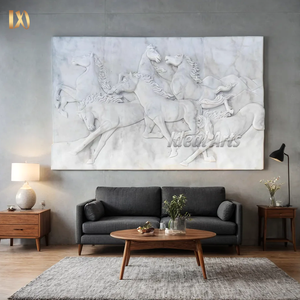 Sculpture en relief <span class=keywords><strong>de</strong></span> frise en marbre grec classique, chariot mythologique et cheval, décoration murale - Product Image 3