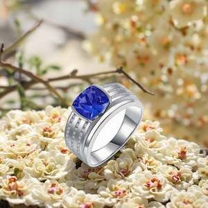 Anello Classico da Uomo in <span class=keywords><strong>Oro</strong></span> 18K con Gemma Naturale di Tanzanite Blu, Gioielleria Fine all'Ingrosso - Product Image 6