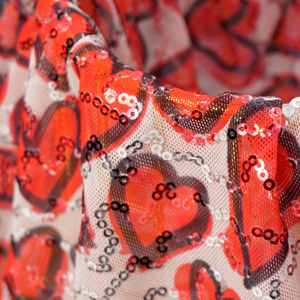 Tessuto in Rete Elasticizzato di Lusso con Stampa Floreale 3D Lilla Acqua Rosa Rettangolare con Paillettes per <span class=keywords><strong>Abiti</strong></span> - Product Image 5