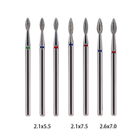 Fraise à ongles professionnelle pour cuticules, manucure russe, fraises diamantées pour ongles, flamme 2x8 2.6x7, acier inoxydable, fraises rotatives diamantées pour ongles, pointes en gel