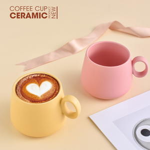 แก้วกาแฟเซรามิกสีสันสดใส ดีไซน์สร้างสรรค์ พร้อมเคลือบผิวด้าน จับถนัดมือ เหมาะสำหรับกาแฟ ลาเต้ นม และชา - Product Image 2