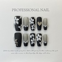 TSZS Vente en gros Faux ongles à presser faits main en acrylique, gaufrés 3D, réutilisables, forme cercueil moyenne pour femmes