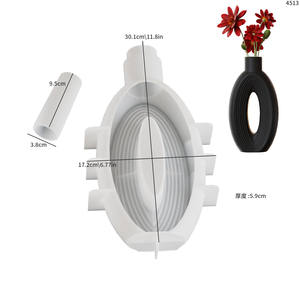 Siliconen Vaasvormen Voor Harsbeton Gestreepte Hoge Elliptische Ronde Gedroogde Bloemenvaas Aardewerk Mal Siliconen Mal Grote Vazen - Product Image 3