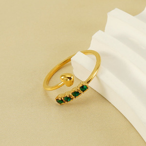 Bague éternelle en zircon, acier inoxydable plaqué or 18 carats, cœur ouvert, tendance, bagues éternelles - Product Image 4