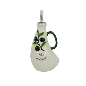 Bottiglie <span class=keywords><strong>in</strong></span> <span class=keywords><strong>Ceramica</strong></span> con Motivo a Oliva per Olio d'Oliva e Aceto con Coperchio - Product Image 5