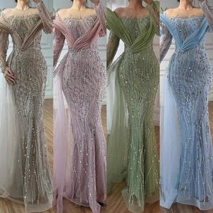 فساتين سهرة مطرزة بحورية البحر خضراء بأكمام طويلة من La2928 من <span class=keywords><strong>Sage</strong></span> Hill حورية البحر فستان حفلات زفاف للنساء - Product Image 3