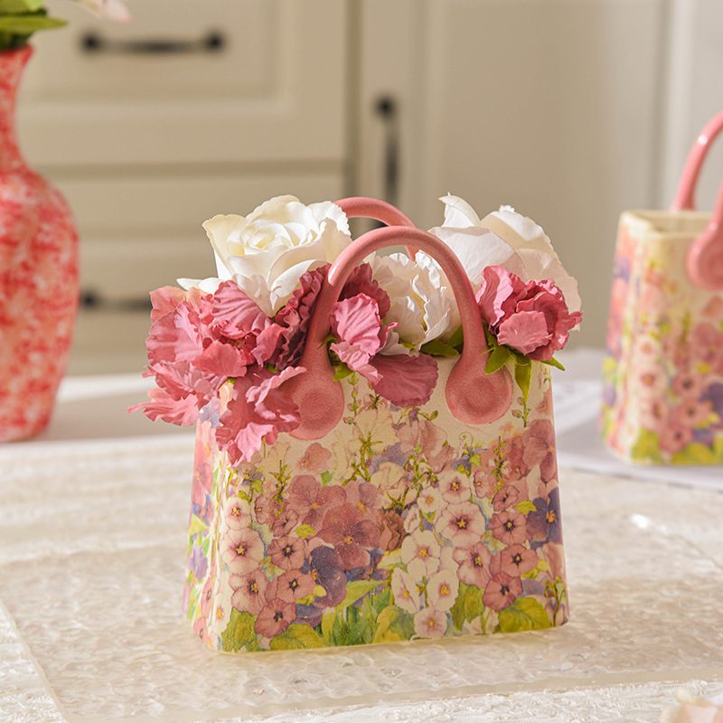 Borsa in ceramica gialla con motivo floreale - senza fori