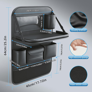 Organizador de Asiento Trasero de Coche de Cuero PU Premium con Bandeja Plegable Estable, Organizador de Respaldo de Asiento de Coche Resistente al Desgaste para Viajes Familiares - Product Image 2
