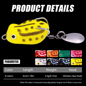 3cm 3.3g Wholesale Topwater Fly Fishing Artificial Bait Saltwater Insect Soft Lures Bass Fishing Frog Lures Spinner - Product Image 2