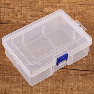 Transparent Plastic Storage Box 16.5x12x6cm With Lid And Blue Lock For Tool Organization And Packaging - Product Image 1
