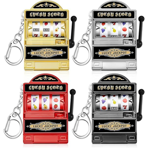 Llavero de máquina tragamonedas mini, el más vendido, al por mayor, recuerdos de Las Vegas, llavero de casino con manivela funcional, regalos de fiesta de la suerte con jackpot - Product Image 1