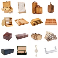 Ensemble de pierres à whisky rectangulaires en bois massif poli et boîte de rangement multifonction en verre pour la décoration de la maison