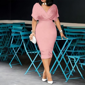 Vestidos de noche con cuentas de perlas para mujer, vestido Formal con cremallera trasera, ropa de iglesia con tachuelas, ropa de oficina, trajes de Festival, vestido de fiesta - Product Image 2