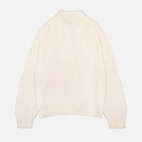 Pulls en tricot personnalisés haut de gamme à épaules tombantes et coupe ample, avec boutons texturés en bouclette, pour hommes, style polo texturé