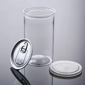 Round PET Plastic Jar Transparent Food Grade Biscuit Bottle Empty Jar With Lid 500ml Plastic Juice Jar