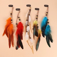 Pince d'extension de cheveux tribale tressée à pompon coiffe de bohème faite à la main à plumes bon marché à la mode vente en gros