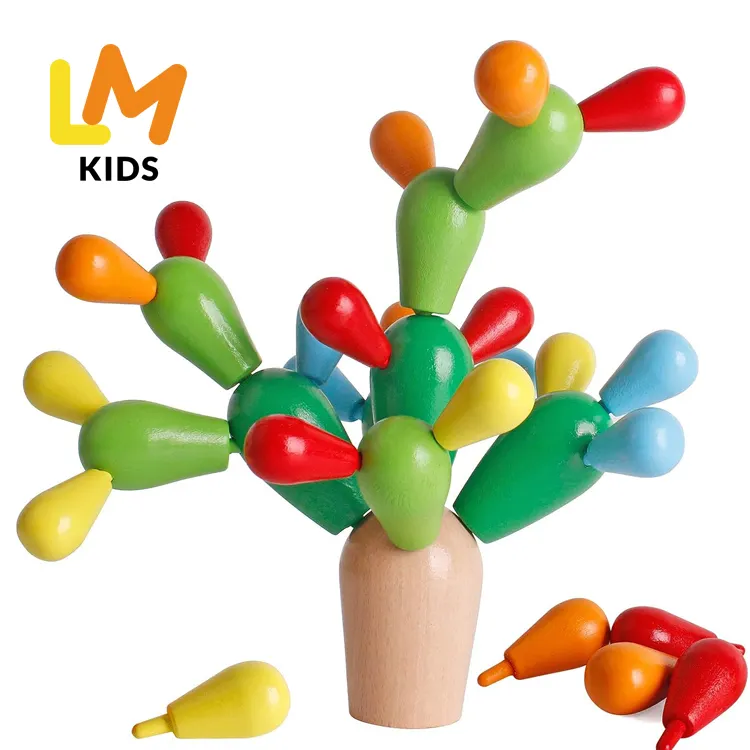 LM KIDS juguetes montessori Cactus Jogo Educacional Empilhamento Árvore e Rocha Stocking triagem de madeira empilhamento pedras pedras