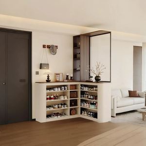 <b>Modern</b> Solid Wood <b>Shoe</b> <b>Cabinet</b> with Durable Leather Home Storage Customization Custom-made OEM/ODM Services - Product Image 3