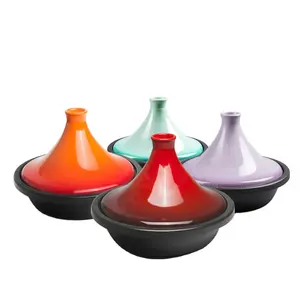 2025 Wholesale Cheap Price Kitchen Tagine Moroccan Iron Tagine Pots Cookware Sets With Ceramic Lid