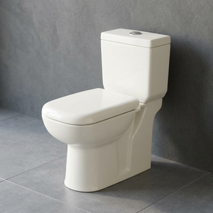 WC en céramique blanc premium, deux pièces, à poser, à double chasse, avec siphon en S - Product Image 1