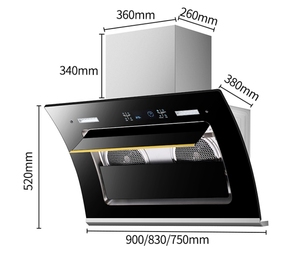 Thiết kế mới lạ thông hơi xả phạm vi mui xe cảm ứng chuyển đổi Tempered Glass kim loại (Nhôm/đồng) nhà ở hộ gia đình khách sạn sử dụng ống khói - Product Image 3