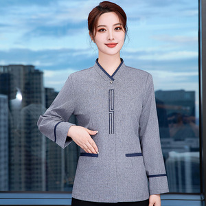 Abito da lavoro in poliestere/cotone per pulizia uniforme da Hotel Unisex a maniche lunghe - Product Image 6
