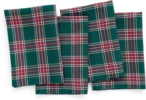 Handcrafted Pure Linen Dinner <strong>Napkins</strong> Green <strong>Tartan</strong> Plaid Washable Cloth <strong>Napkins</strong> for Everyday Dining - Product Image 2