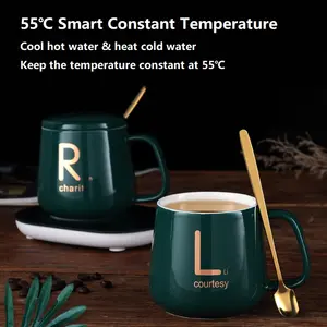 כרית חימום טמפרטורת ספל שליטה חכם קפה ספל גביע חם עם לוגו מותאם אישית