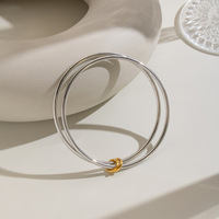Bracelet minimaliste double couche en acier inoxydable, couleur acier, inaltérable et étanche pour femme