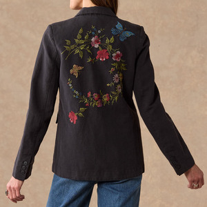 Novedad en ropa de oficina para mujer, Moda de Primavera y verano, talla grande, bordado Floral clásico, con un solo botón, transpirable - Product Image 3