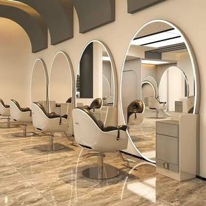 Nordic Style <b>Large</b> Round Hairdresser Mirror Cabinet Single and Double Floor Glass Material for Beauty Salon & Bedroom Use - Product Image 3