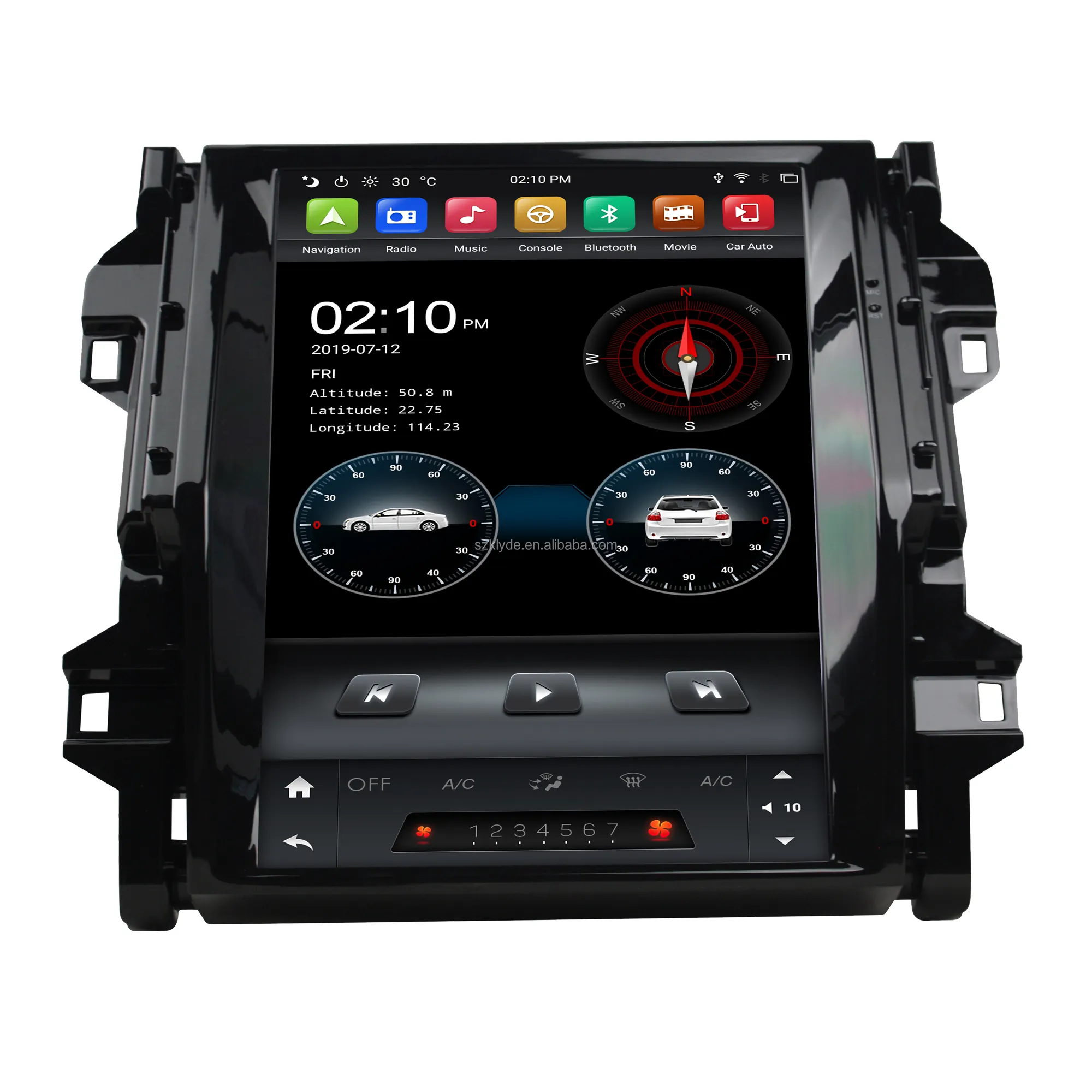 KLYDE 12.1" ips touch screen 4gb ram 32gb flash android tesla car radio gps player for Fortuner 2016-2019