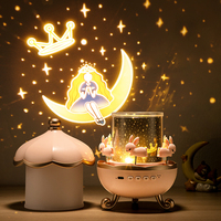 Lámpara de Proyección Recargable con Diseño 2025, Luz Nocturna Giratoria de 360 Grados, Caja de Música Romántica, para Regalos Navideños