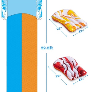 PVC Inflatable Lawn Double Water <b>Slide</b> with Body Boards 22.5 FT 62 Inch with Build-in Sprinkler for Kids Backyard Outdoor Water - Product Image 3