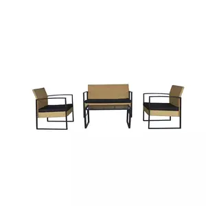 Conjunto de móveis para pátio de 4 peças, cadeira de mesa móveis jardim rattan exterior móveis