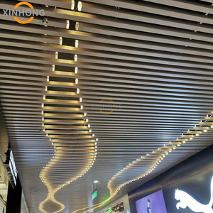 Hạt gỗ hiện đại chống cháy U Dải Trần Pop nhôm slat tuyến tính căng trần nhôm plafond - Product Image 4