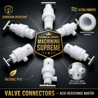 Connecteur de valve OEM usiné CNC en PTFE, résistant aux produits chimiques, service d'usinage de précision, prototype rapide personnalisé