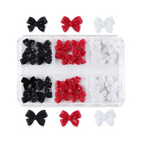 30 PCS/boîte Accessoires pour ongles en résine, nœud papillon, décoration d'ongles en ruban noir