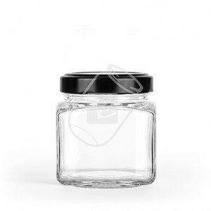 Pot en verre transparent profond et élégant de 250 ml, carré, avec couvercle torsadé de 66 mm, pour miel, confitures, caviar, logo personnalisé OEM - Product Image 3