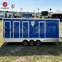 Remorque toilettes mobiles portables Cogsun 5 unités, grande capacité, pour foire extérieure
