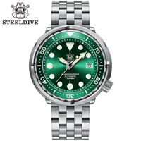Montre de plongée automatique STEELDIVE 316L en acier inoxydable, cadran turquoise, mouvement japonais NH35A, étanche à 30 ATM