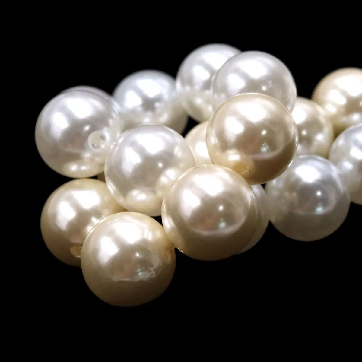 Perles en plastique ABS pour femmes, boules rondes grandes tailles, en vrac, faux ABS, à haute brillance, blanc, champagne, 30mm