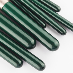 Green Wood Handle 9-Piece Makeup Brush Set Synthetic Hair Face Brush Travel-Friendly <b>Foundation</b> Application - Product Image 4