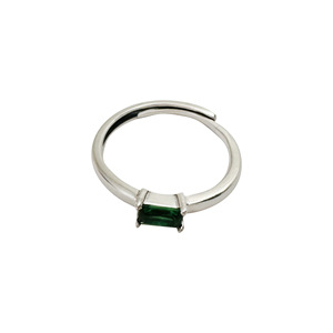 Ruitai S925 Sterling Silver Emerald Zircon <b>Ring</b> Geometric Design Adjustable Women's Fashion Jewelry Gift - Product Image 5